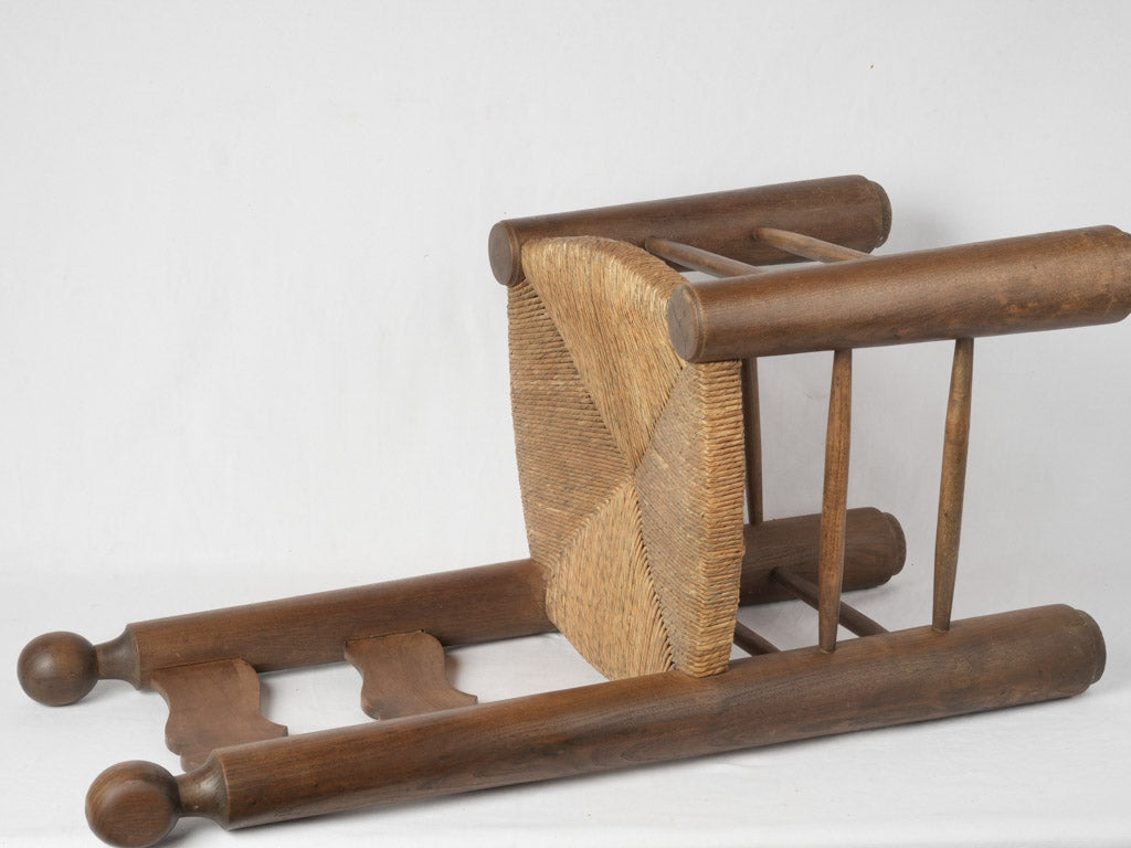 Midcentury Parisian oak rush chair
