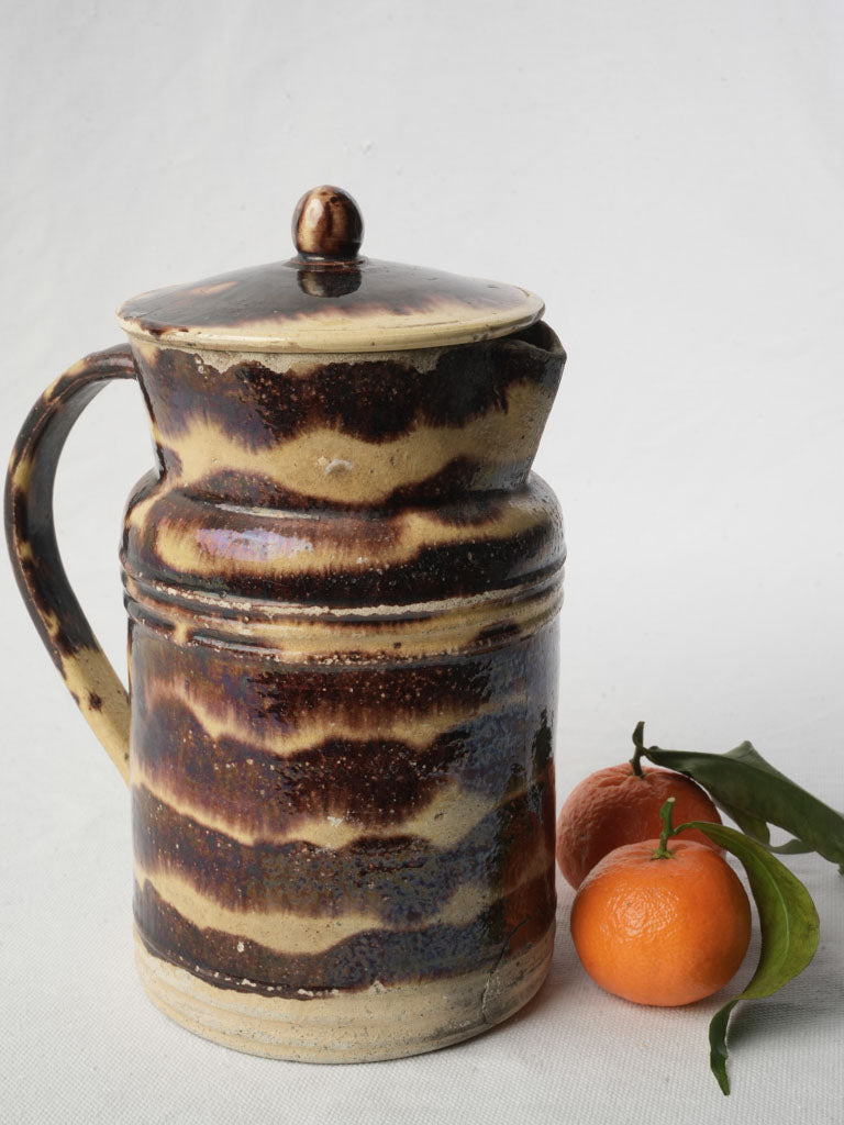 Early 20th Century Dieulefit Earthenware Coffee Or Chocolate Pot - 9¾"