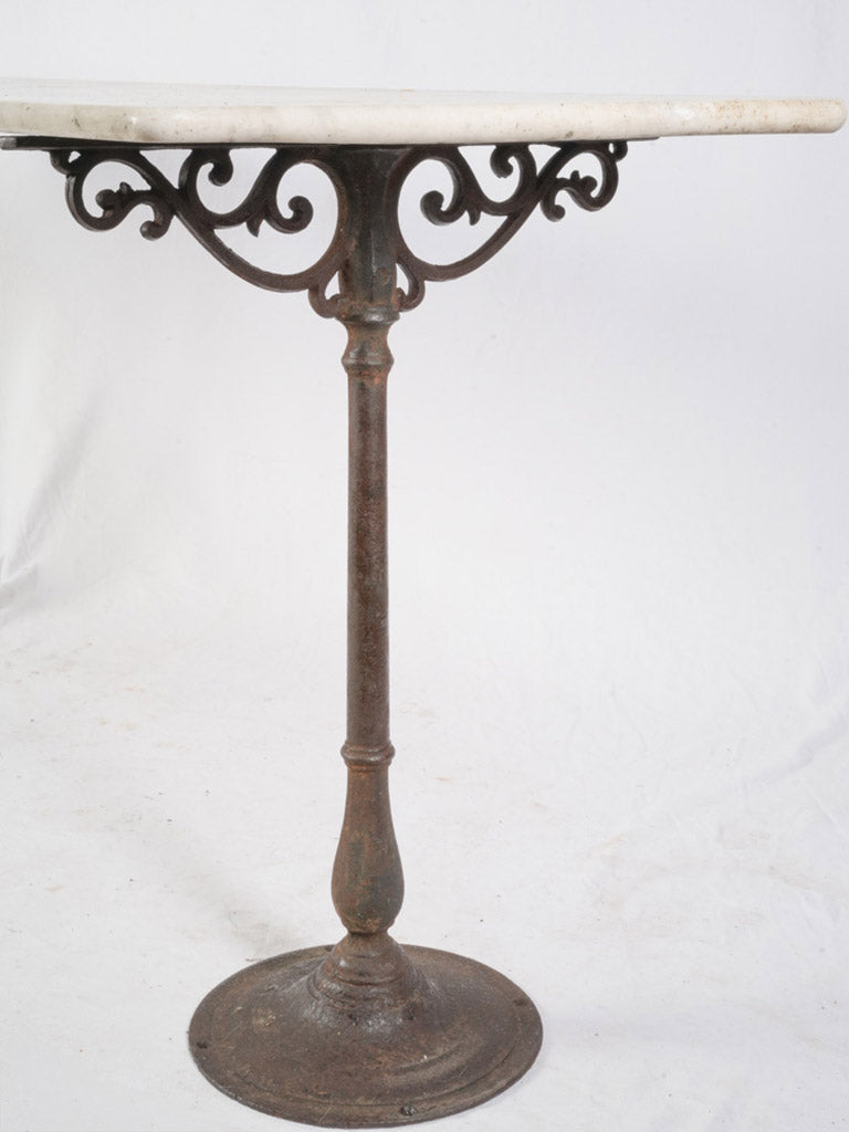 Creamy white veined marble console