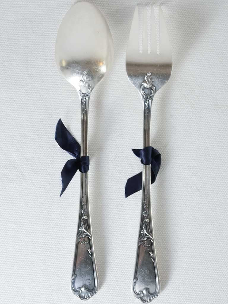 Refined silver-finish salad server pair