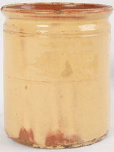Antique Savoyard ceramic pot, yellow-glazed