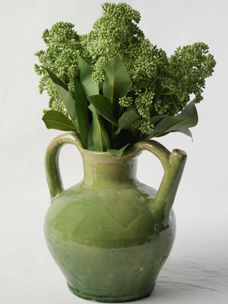 Variegated glossy olive green jug