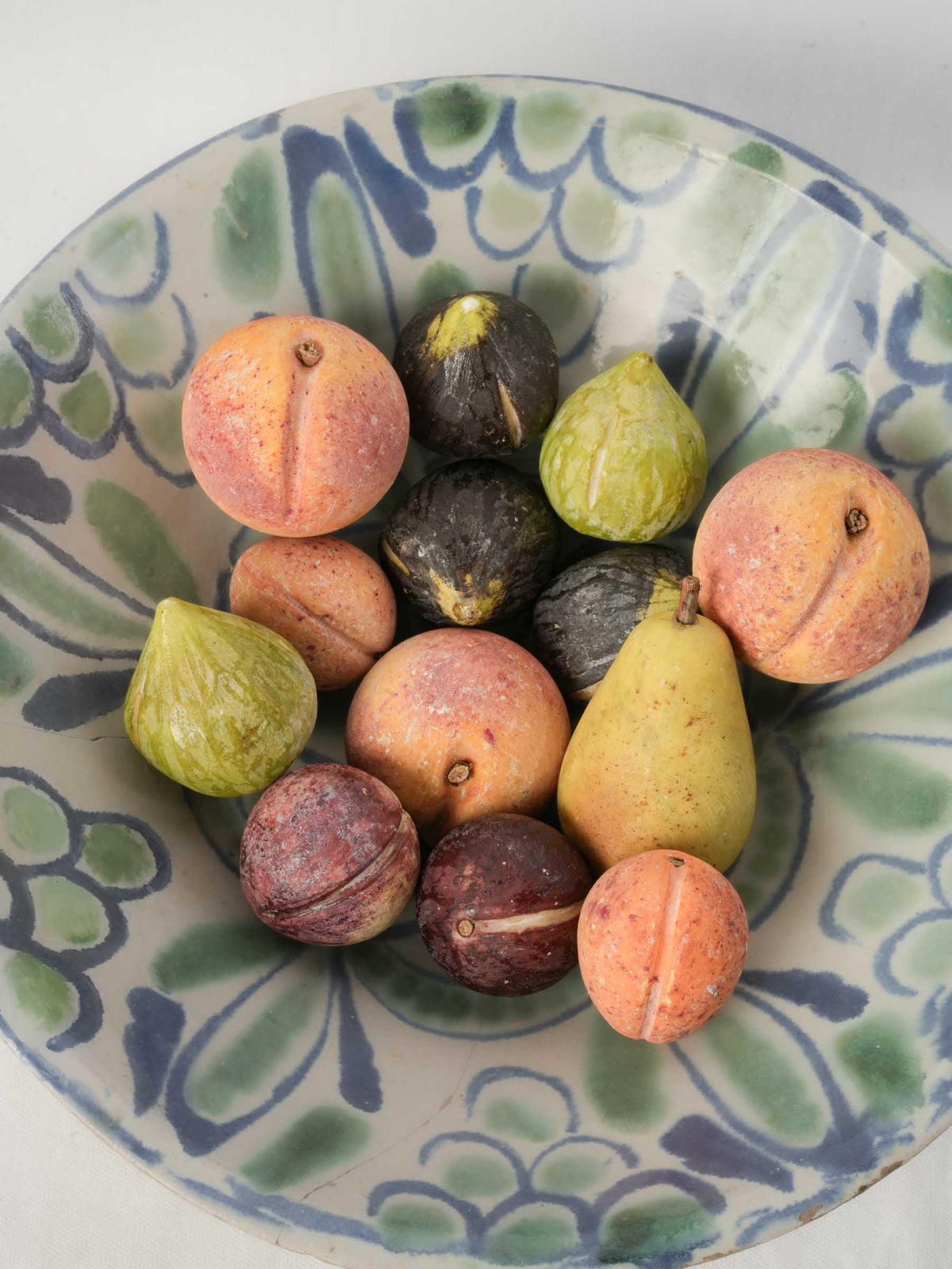 Set of 14 Italian Trompe-l’Oeil Hand-Painted Stone Fruits