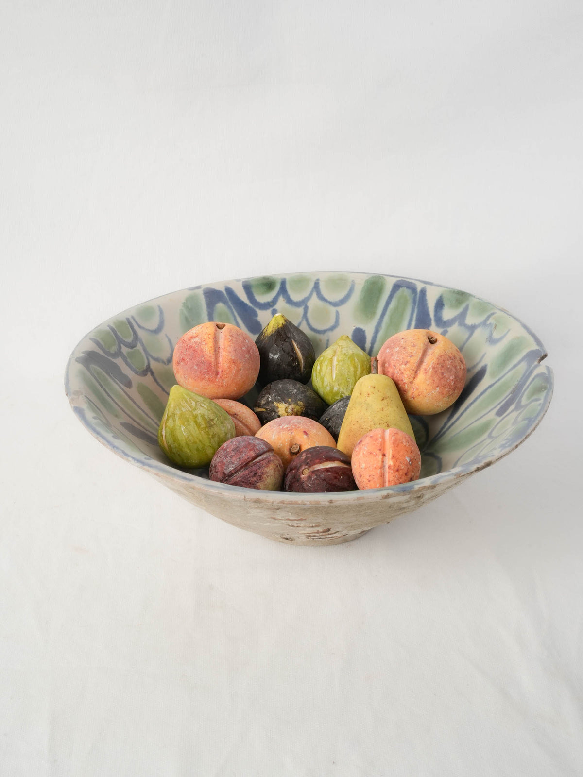 Set of 14 Italian Trompe-l’Oeil Hand-Painted Stone Fruits