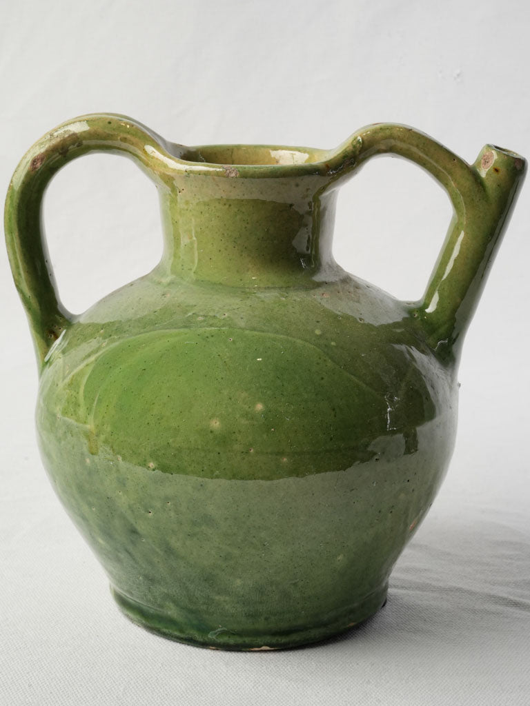 Late 19th–Early 20th Century French Orjol in Glossy Green Glaze - 8¾"