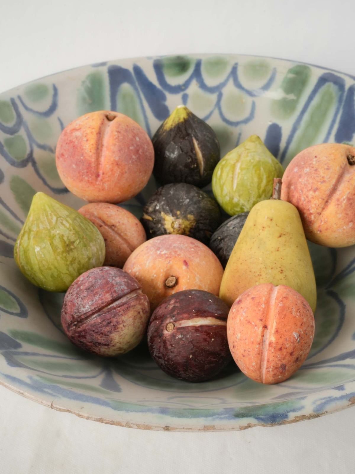 Set of 14 Italian Trompe-l’Oeil Hand-Painted Stone Fruits