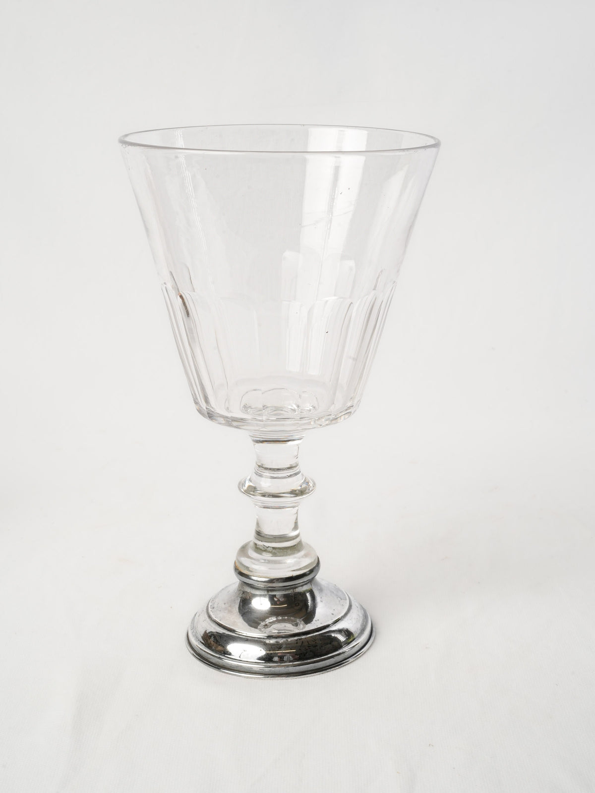 Oversized Glass Chalice Bowl on Silvered Metal Base - 11¾"