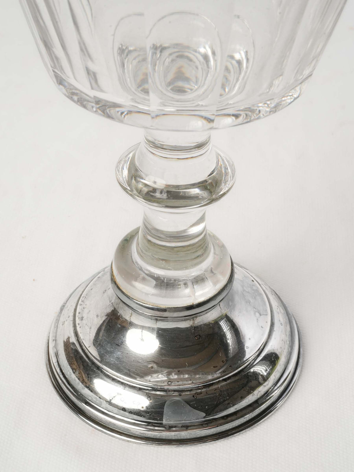 Oversized Glass Chalice Bowl on Silvered Metal Base - 11¾"