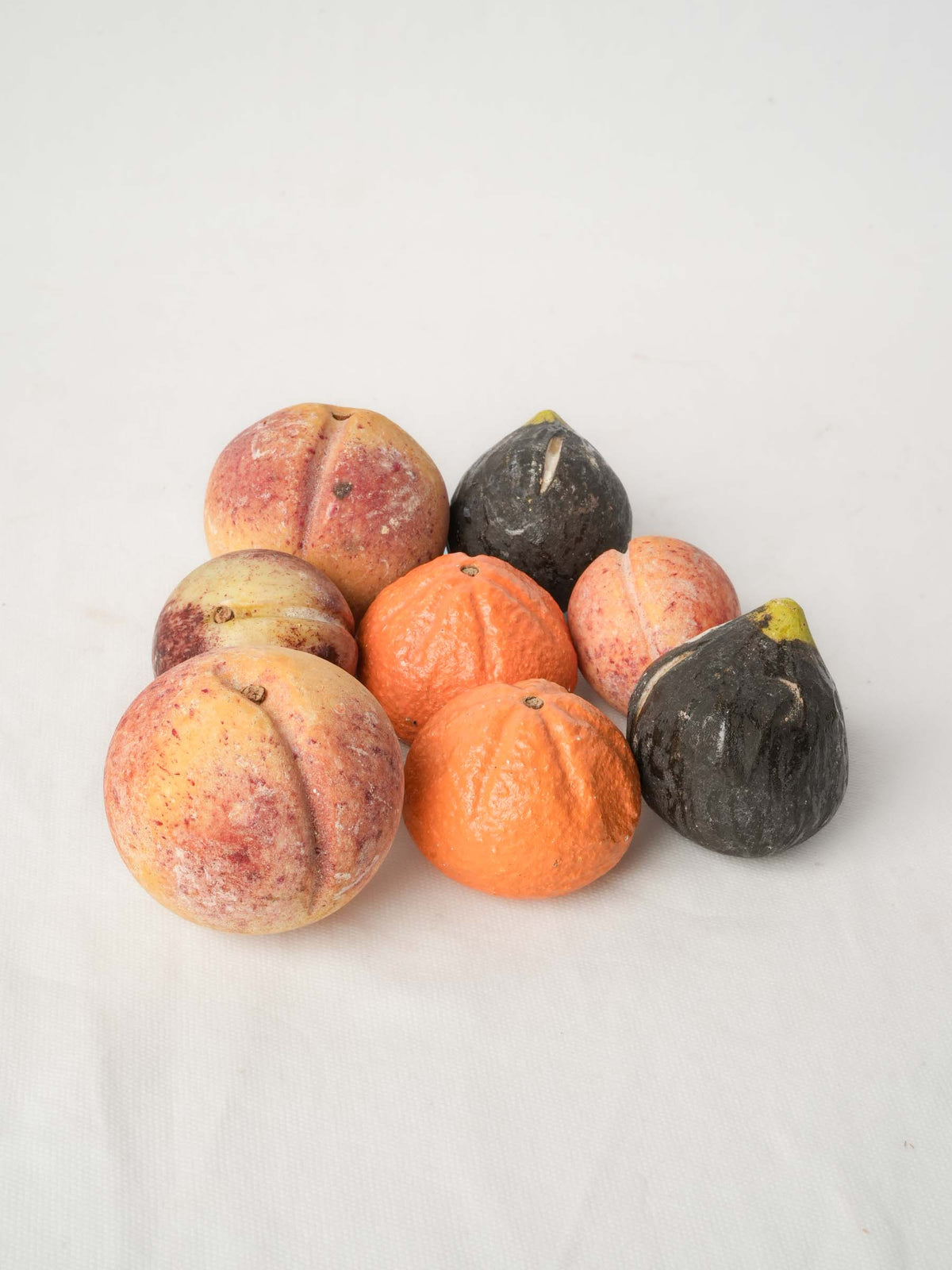 Set of 8 Early 20th-Century Italian Trompe-l’Oeil Hand-Painted Stone Fruits