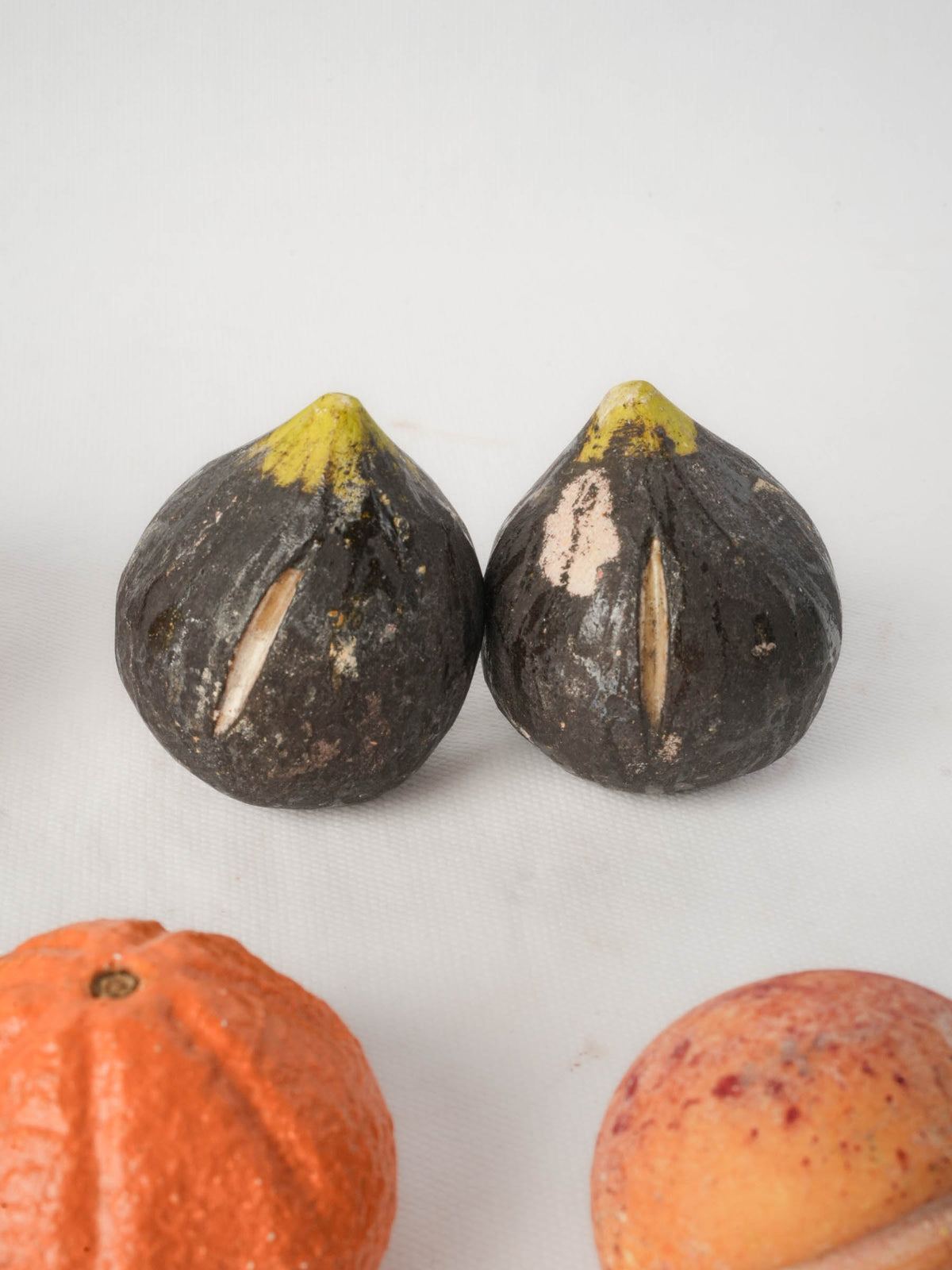 Set of 8 Early 20th-Century Italian Trompe-l’Oeil Hand-Painted Stone Fruits