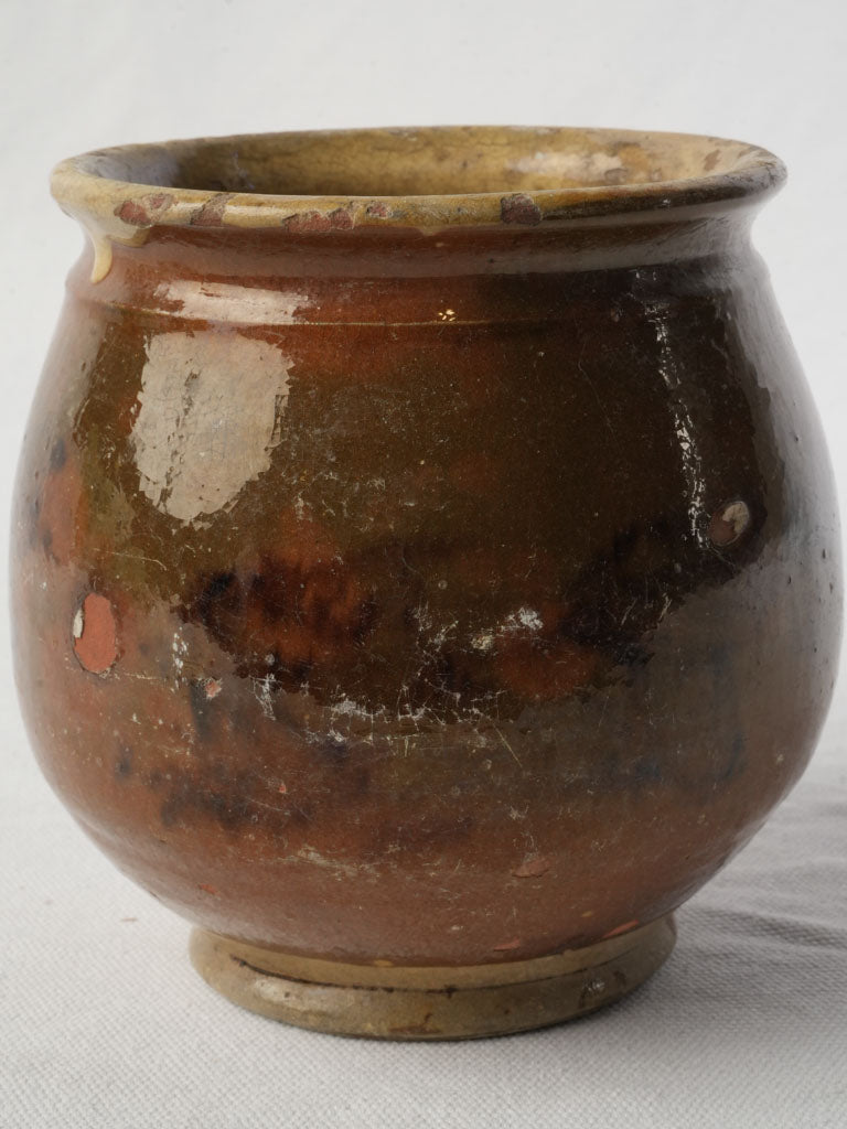 Lovely Petite Southwest France Grease Pot w/ Warm Brown Glaze - 6"
