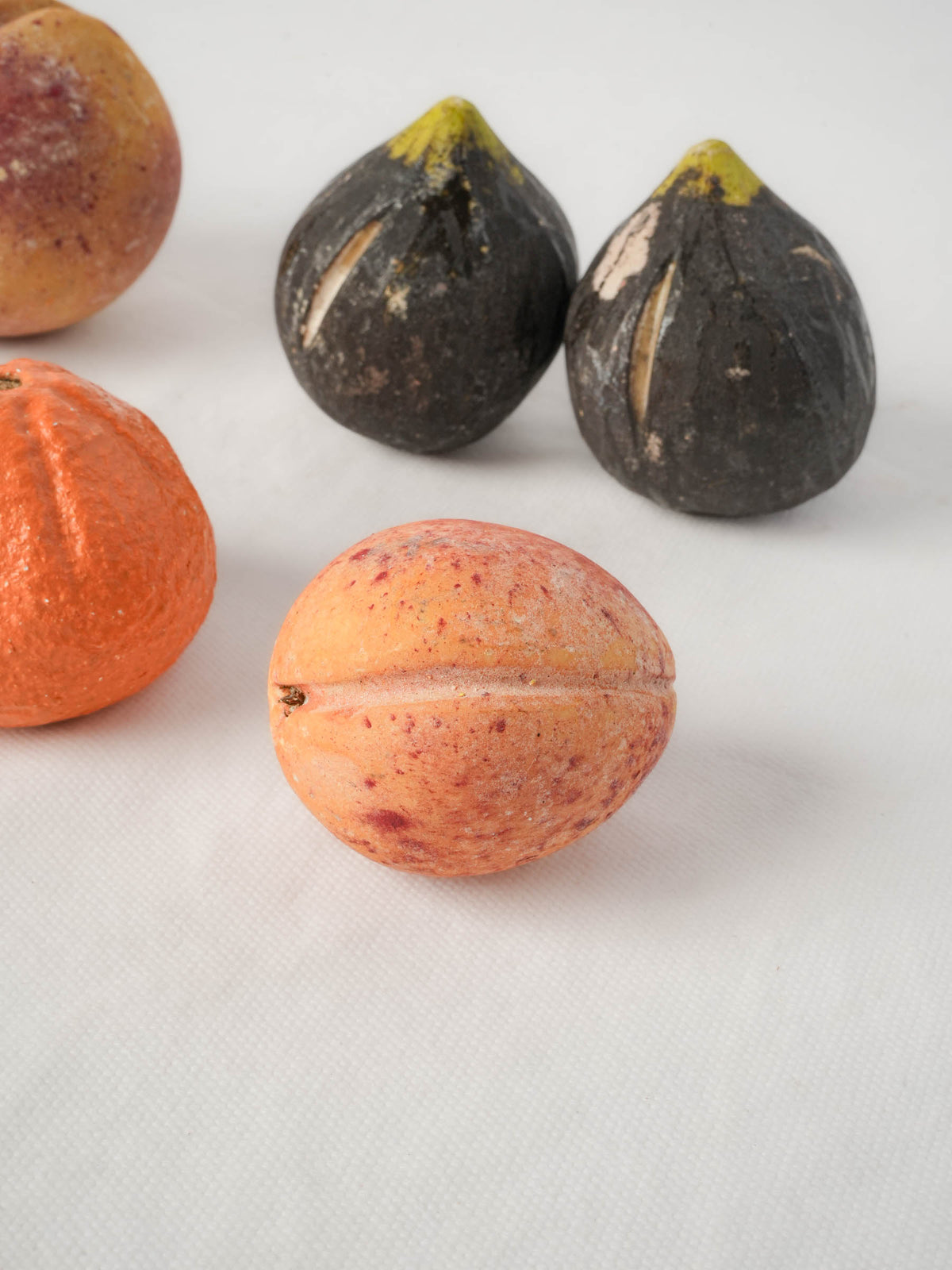 Set of 8 Early 20th-Century Italian Trompe-l’Oeil Hand-Painted Stone Fruits