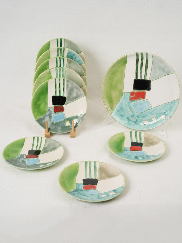 Vintage colorful ceramic dessert plates  