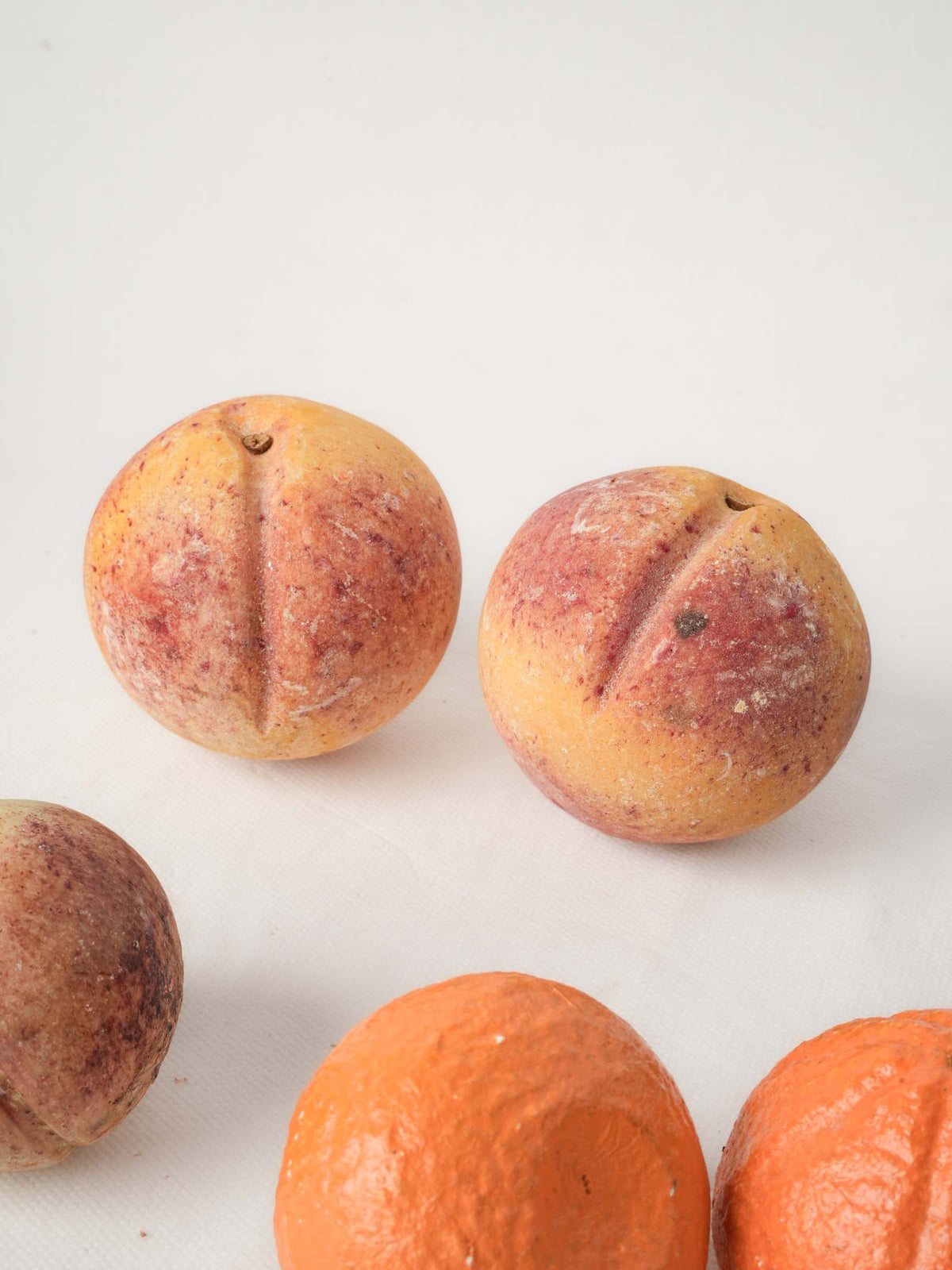 Set of 8 Early 20th-Century Italian Trompe-l’Oeil Hand-Painted Stone Fruits