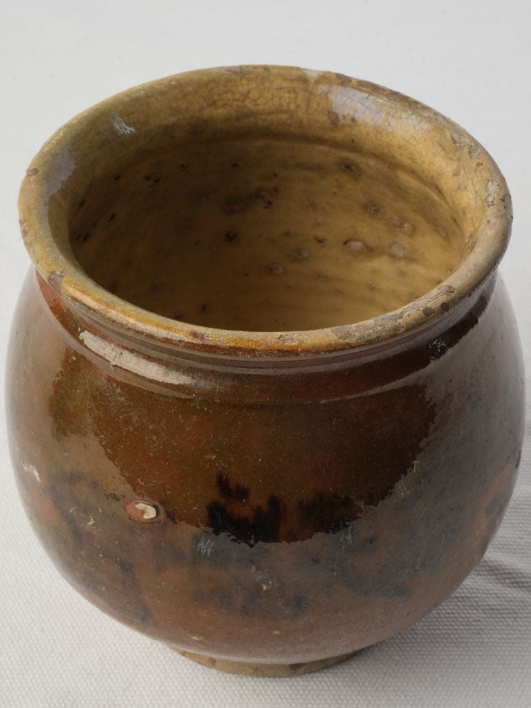 Lovely Petite Southwest France Grease Pot w/ Warm Brown Glaze - 6"