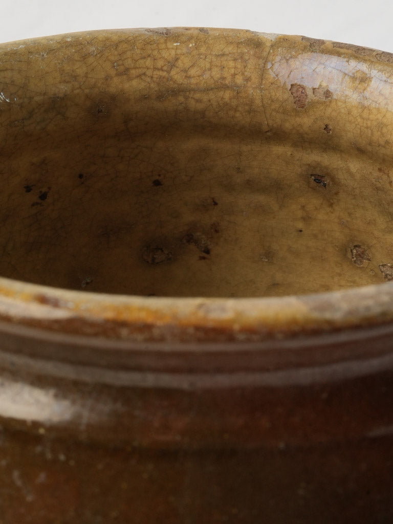 Lovely Petite Southwest France Grease Pot w/ Warm Brown Glaze - 6"