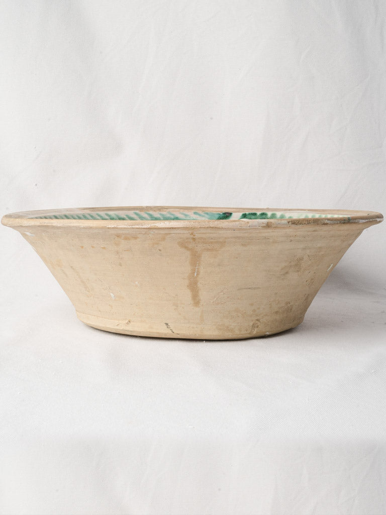 Large 19th Century Spanish Lebrillo Bowl w/ Green Decoration - 17"