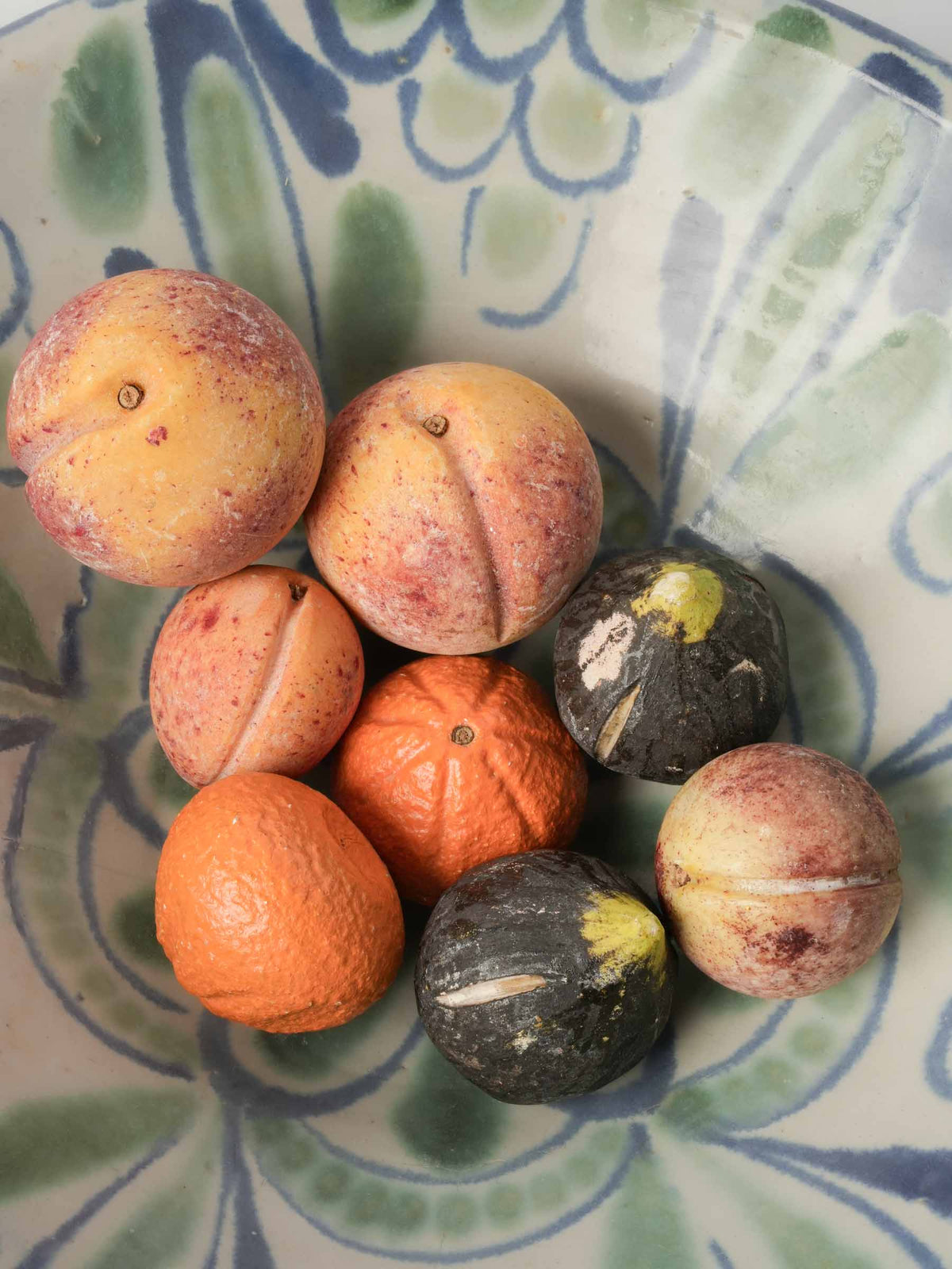 Set of 8 Early 20th-Century Italian Trompe-l’Oeil Hand-Painted Stone Fruits