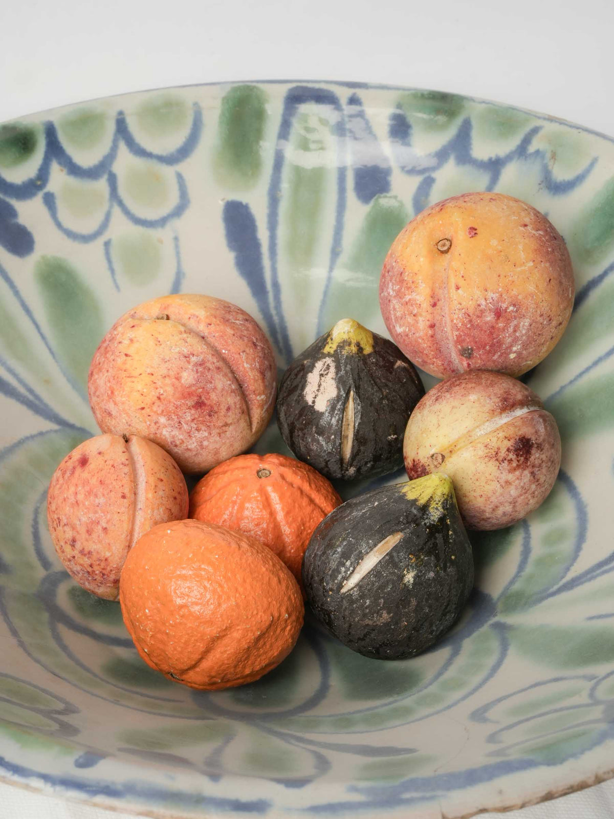 Set of 8 Early 20th-Century Italian Trompe-l’Oeil Hand-Painted Stone Fruits
