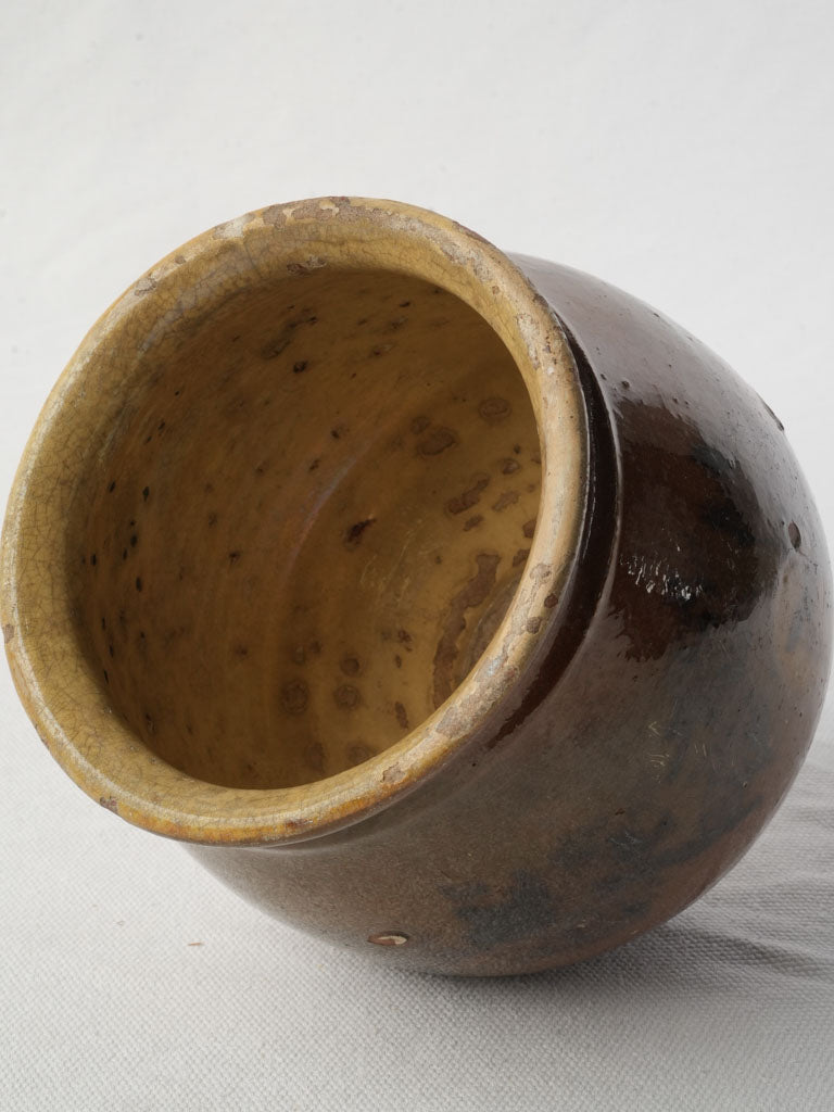 Lovely Petite Southwest France Grease Pot w/ Warm Brown Glaze - 6"