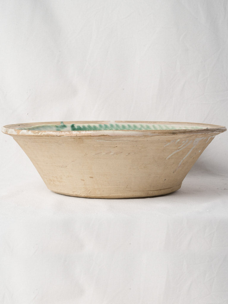 Large 19th Century Spanish Lebrillo Bowl w/ Green Decoration - 17"