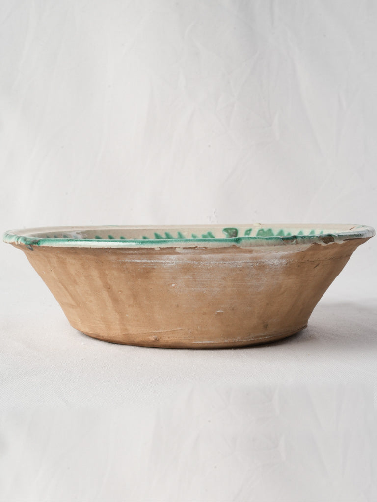 Late 19th Century Small Spanish Lebrillo Bowl w/ Green Floral Decoration - 11¾"