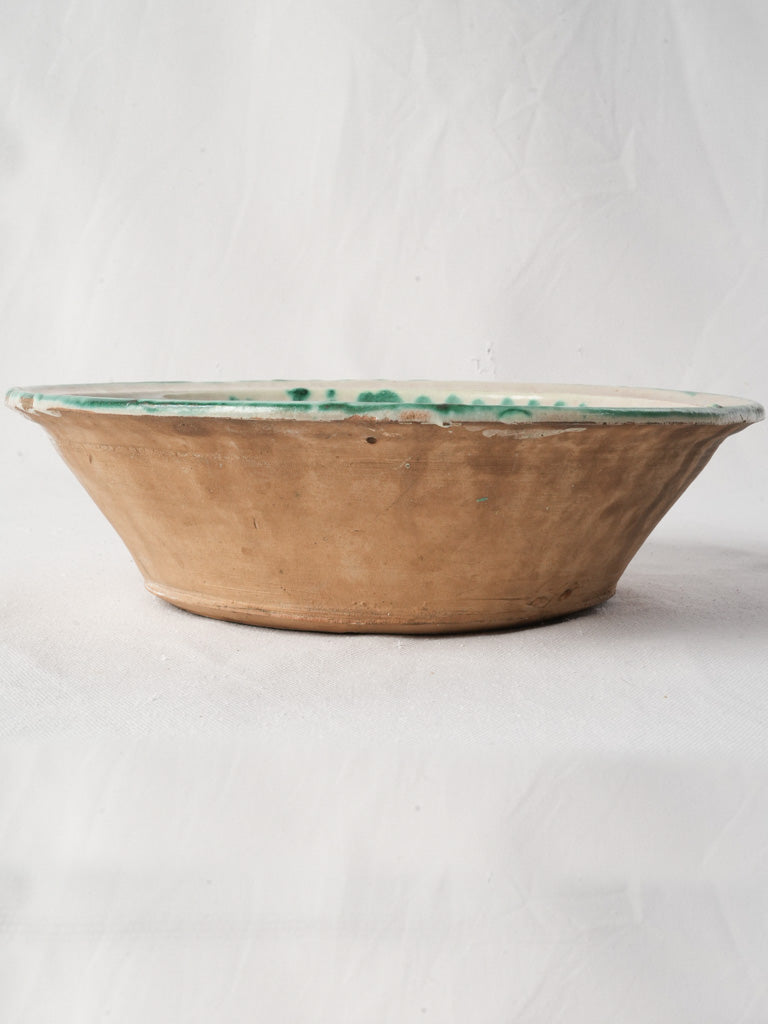 Late 19th Century Small Spanish Lebrillo Bowl w/ Green Floral Decoration - 11¾"