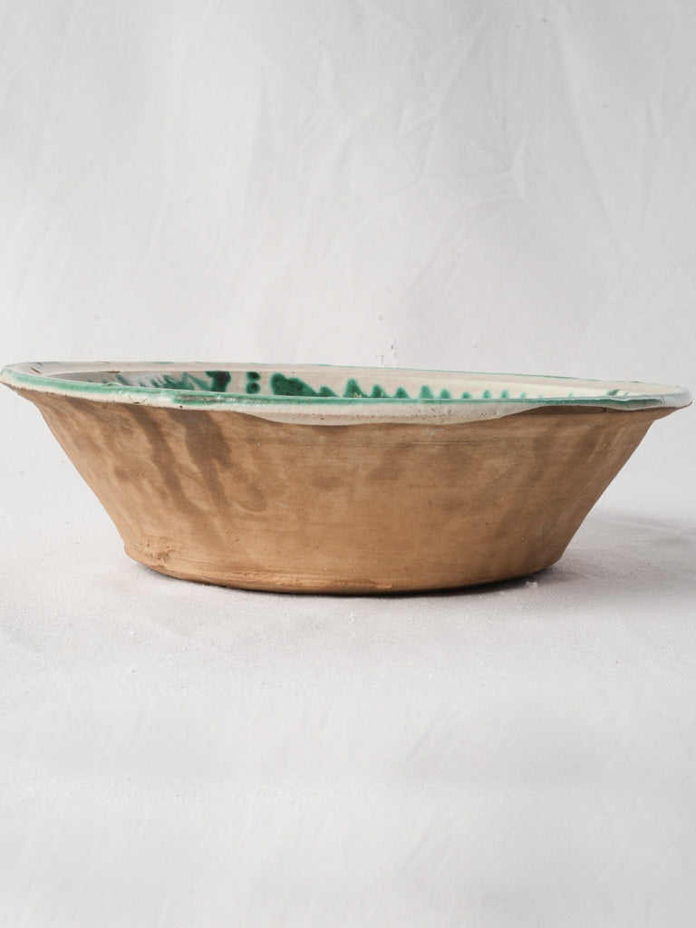 Late 19th Century Small Spanish Lebrillo Bowl w/ Green Floral Decoration - 11¾"