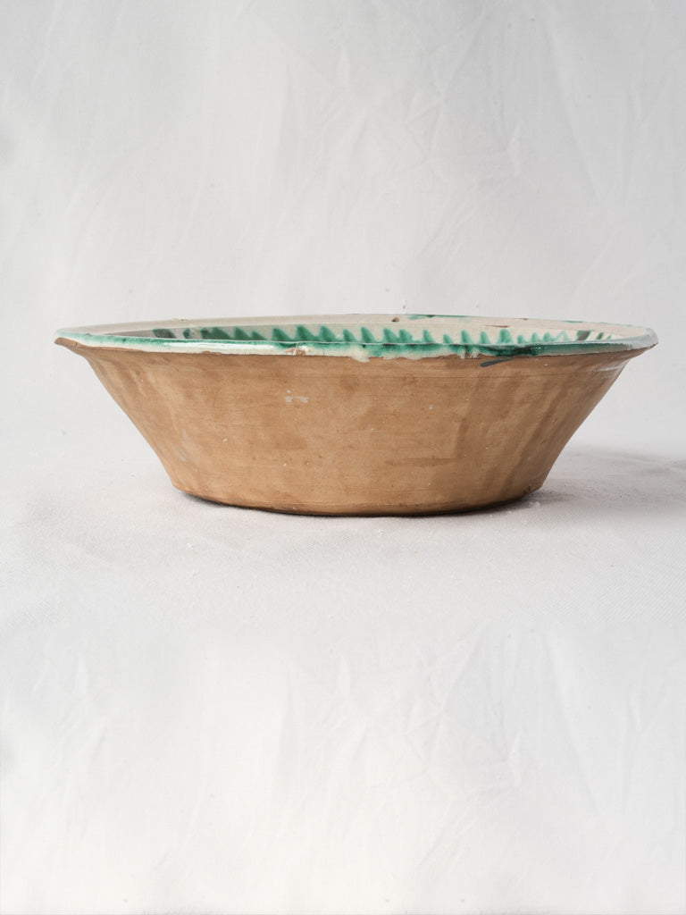 Late 19th Century Small Spanish Lebrillo Bowl w/ Green Floral Decoration - 11¾"