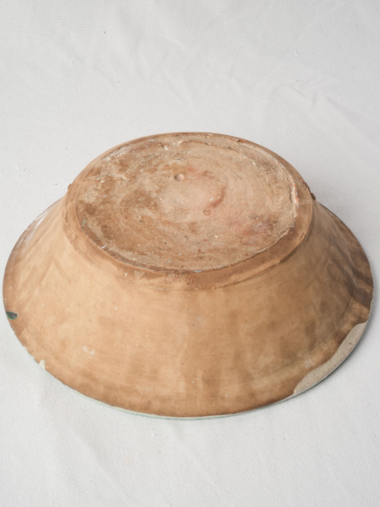 Late 19th Century Small Spanish Lebrillo Bowl w/ Green Floral Decoration - 11¾"
