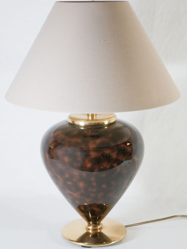Vintage tortoiseshell-pattern ceramic table lamp