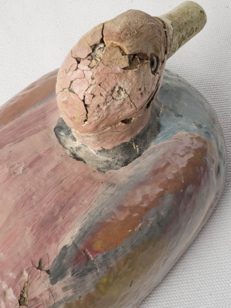 Antique French Painted Duck Decoy w/ Glass Eyes - 11½"