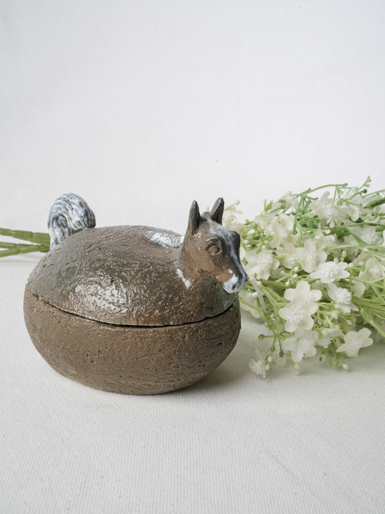 Earthy brown ceramic storage box  