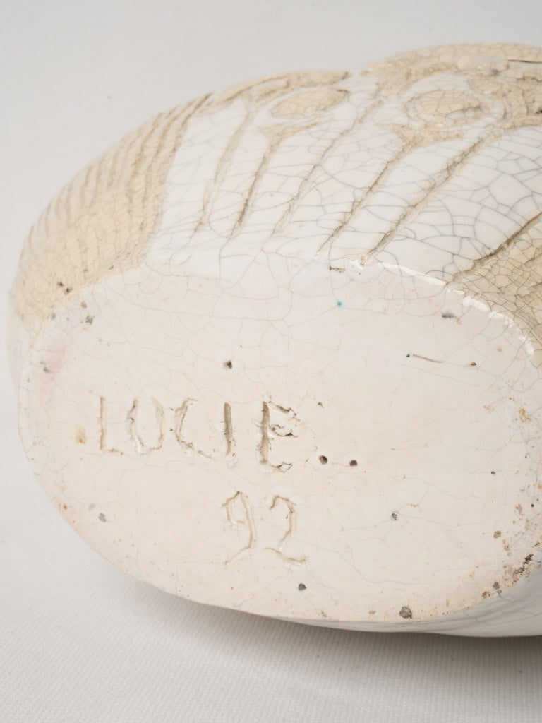 Detailed papyrus-motif ceramic vase