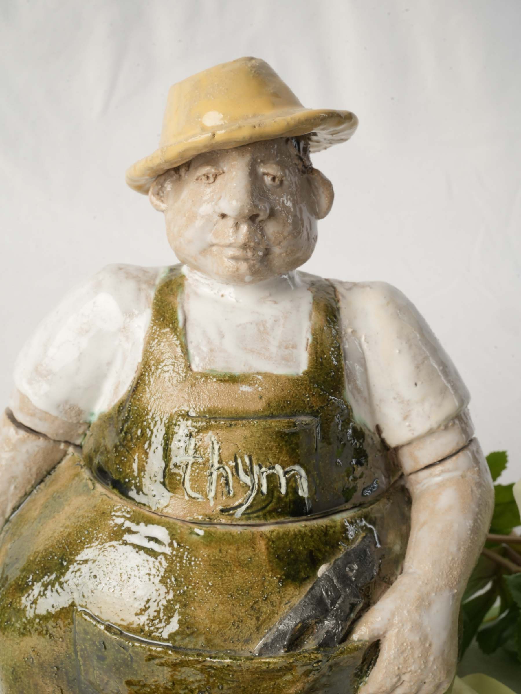 Vintage figural stoneware herb container  