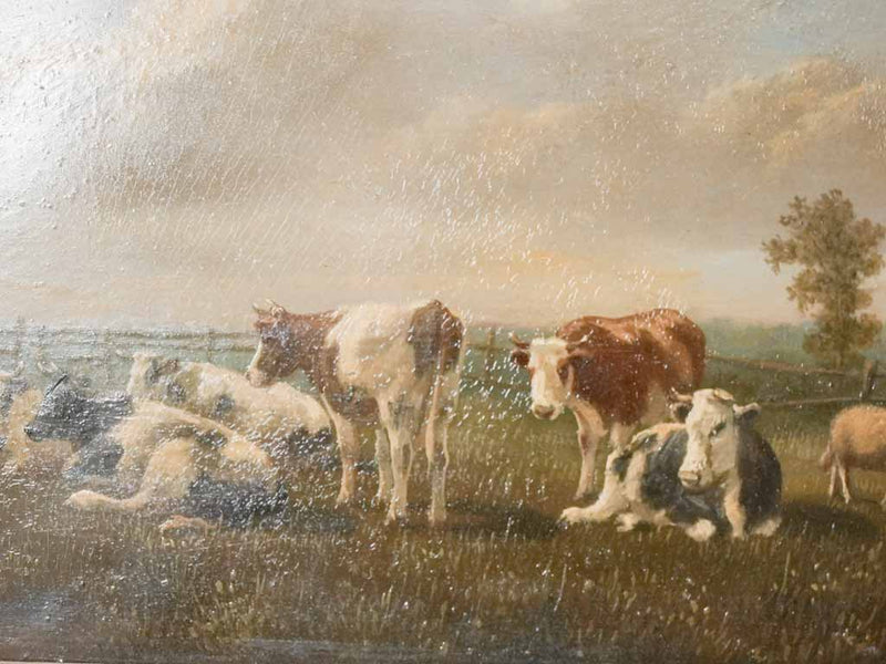 Animated landscape painting w/ cows Arthur de Waerhert (1881-1944) - 9¾" x 14½"