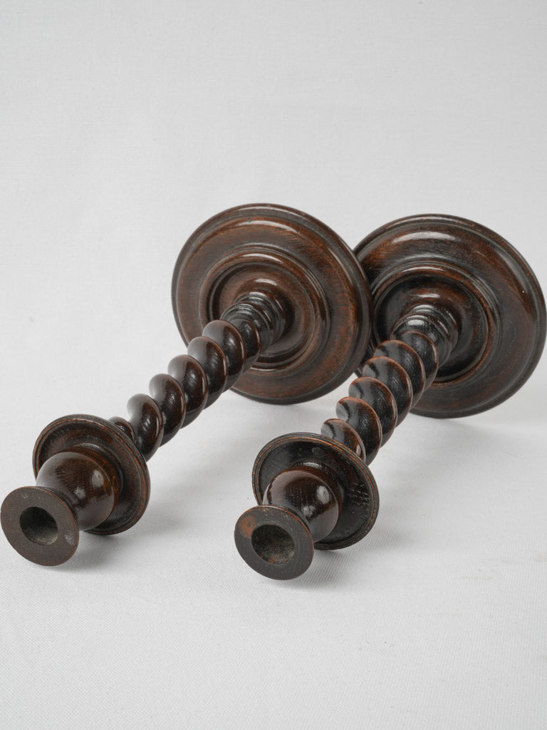 Traditional 19th-century wooden candlesticks