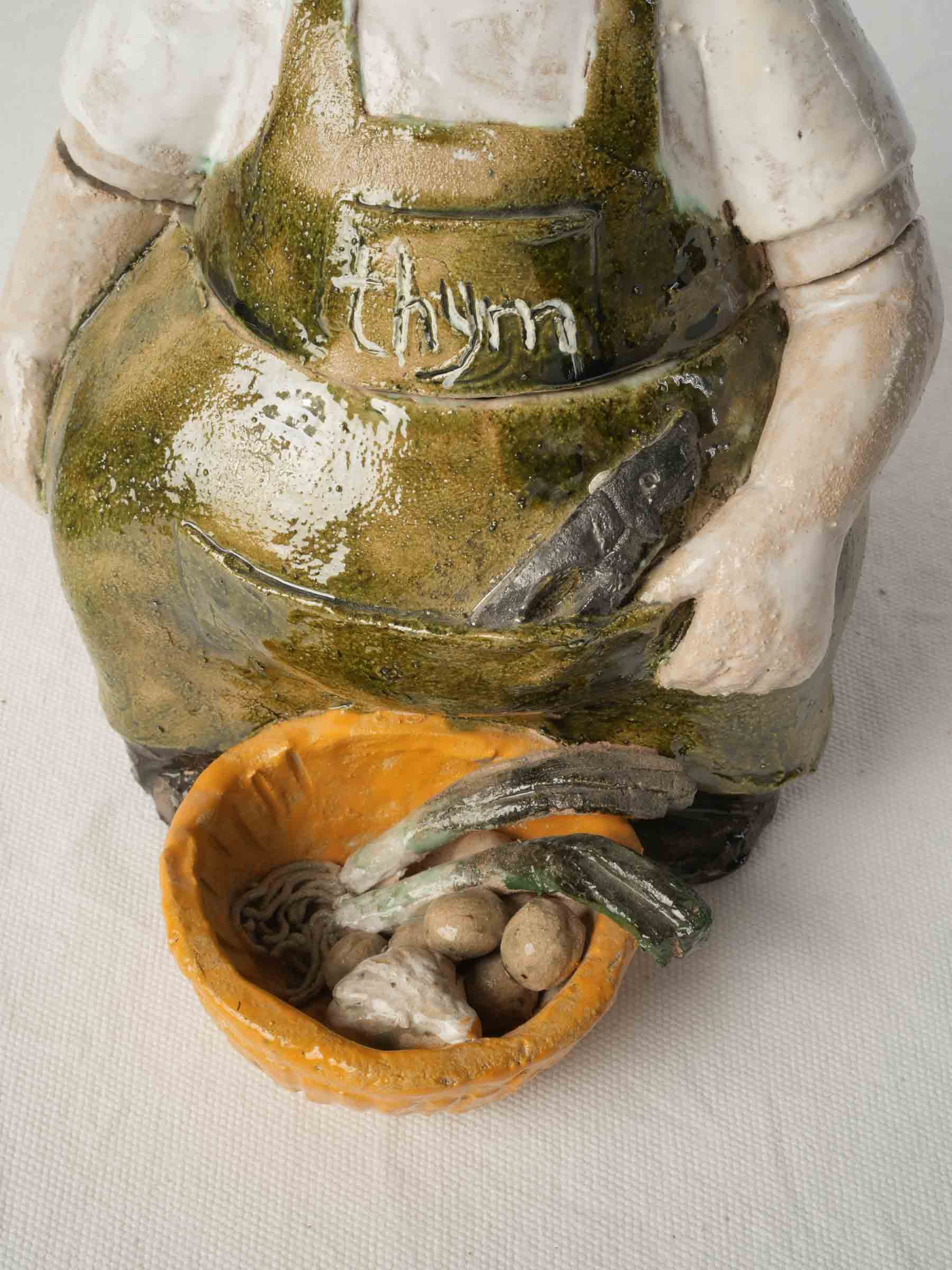 Hand-painted whimsical ceramic jar  