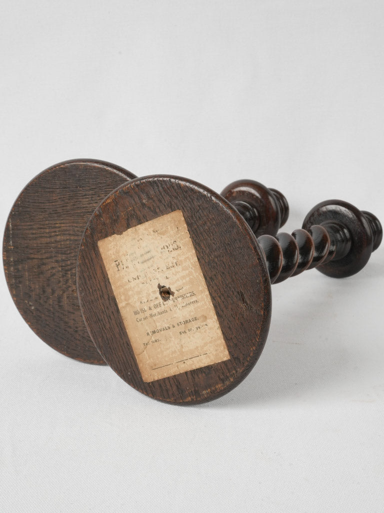 Rich dark wood Victorian candle holders