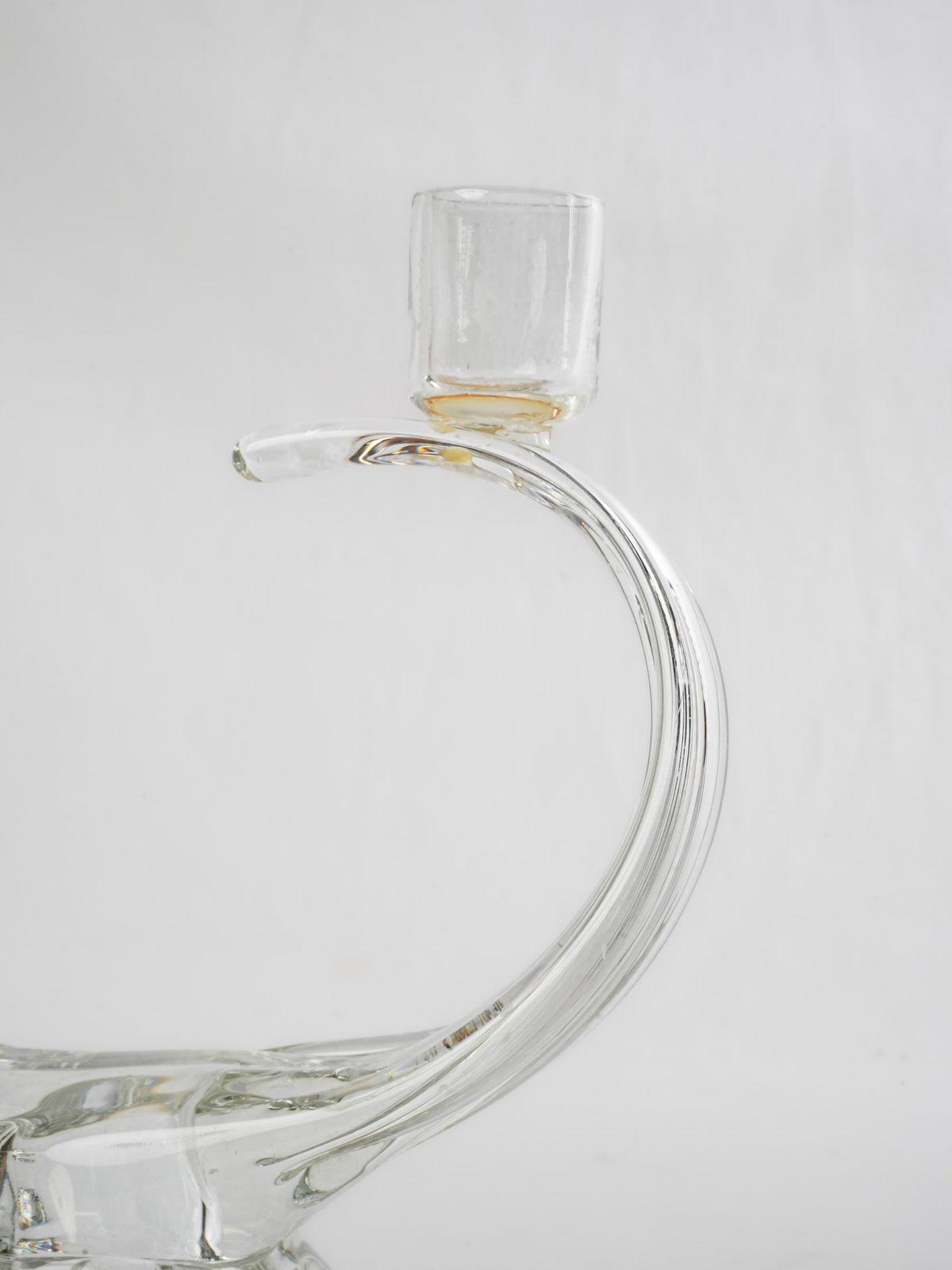 Vintage Clear Glass Double-Arm Candleholder - 11"