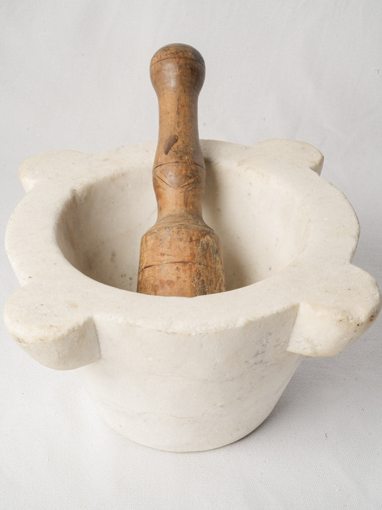 Antique French Marble Mortar w/ Wooden Pestle - 6¼"