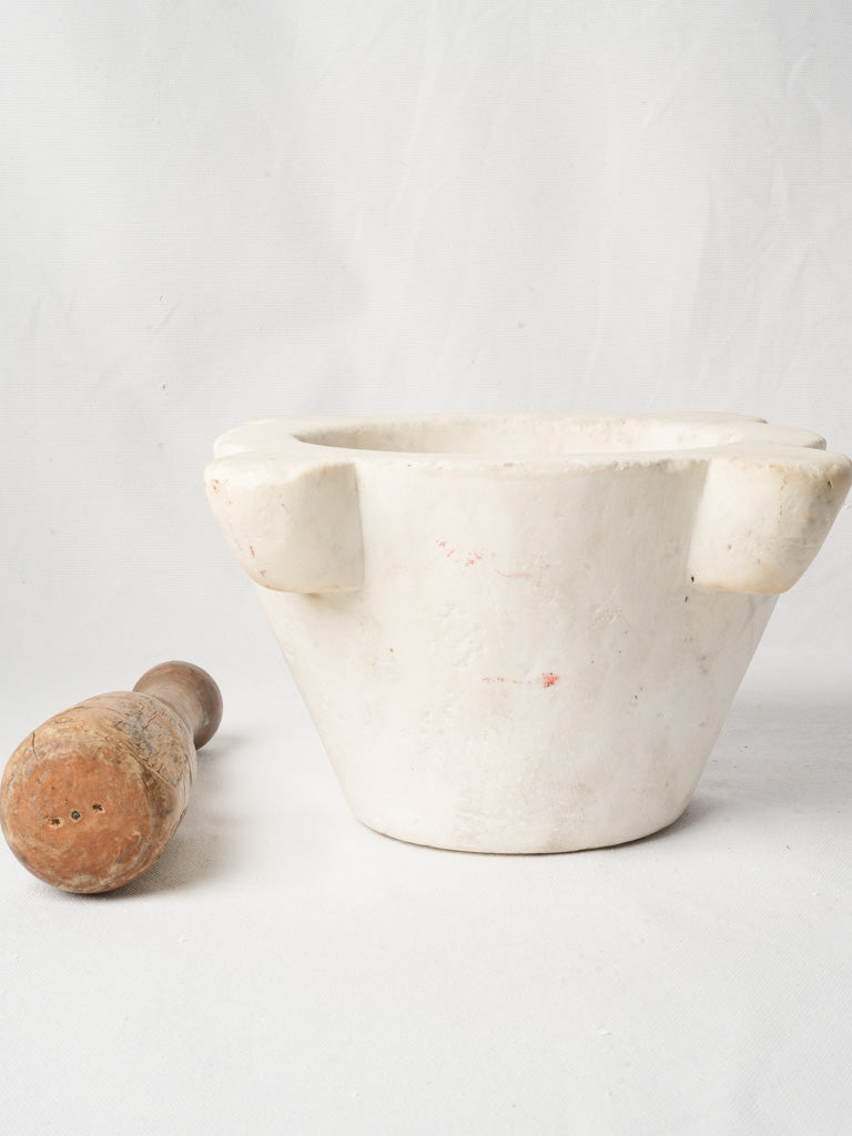 Antique French Marble Mortar w/ Wooden Pestle - 6¼"