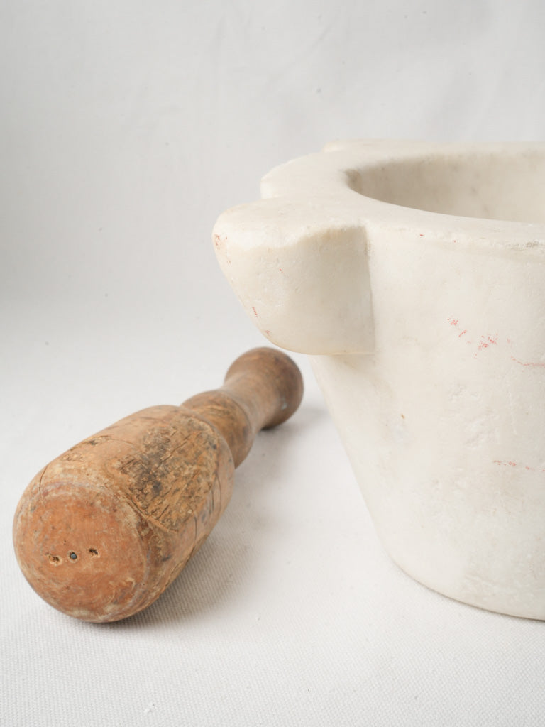 Antique French Marble Mortar w/ Wooden Pestle - 6¼"