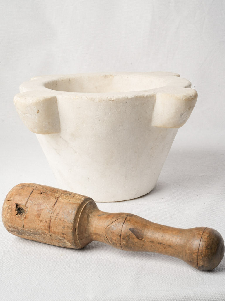 Antique French Marble Mortar w/ Wooden Pestle - 6¼"
