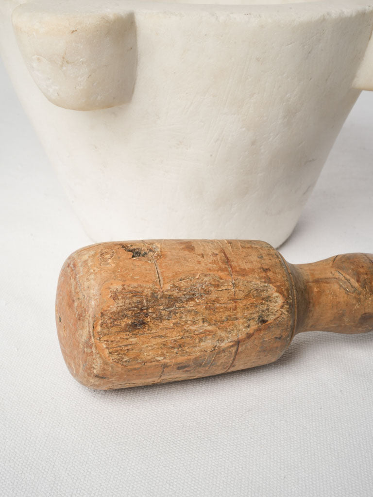 Antique French Marble Mortar w/ Wooden Pestle - 6¼"