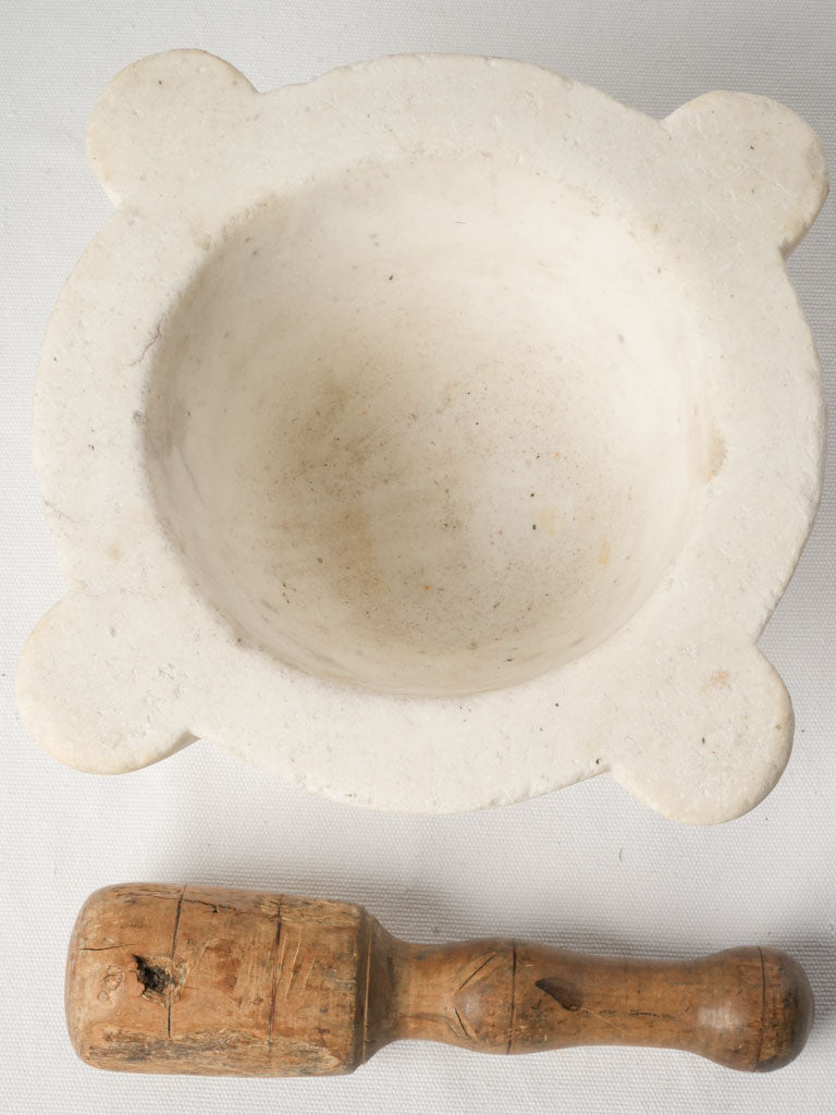 Antique French Marble Mortar w/ Wooden Pestle - 6¼"