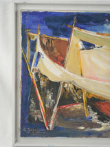 1960s nautical canvas boat art