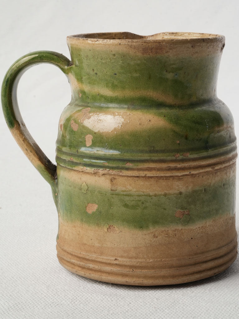 Irregular banded green milk pitcher