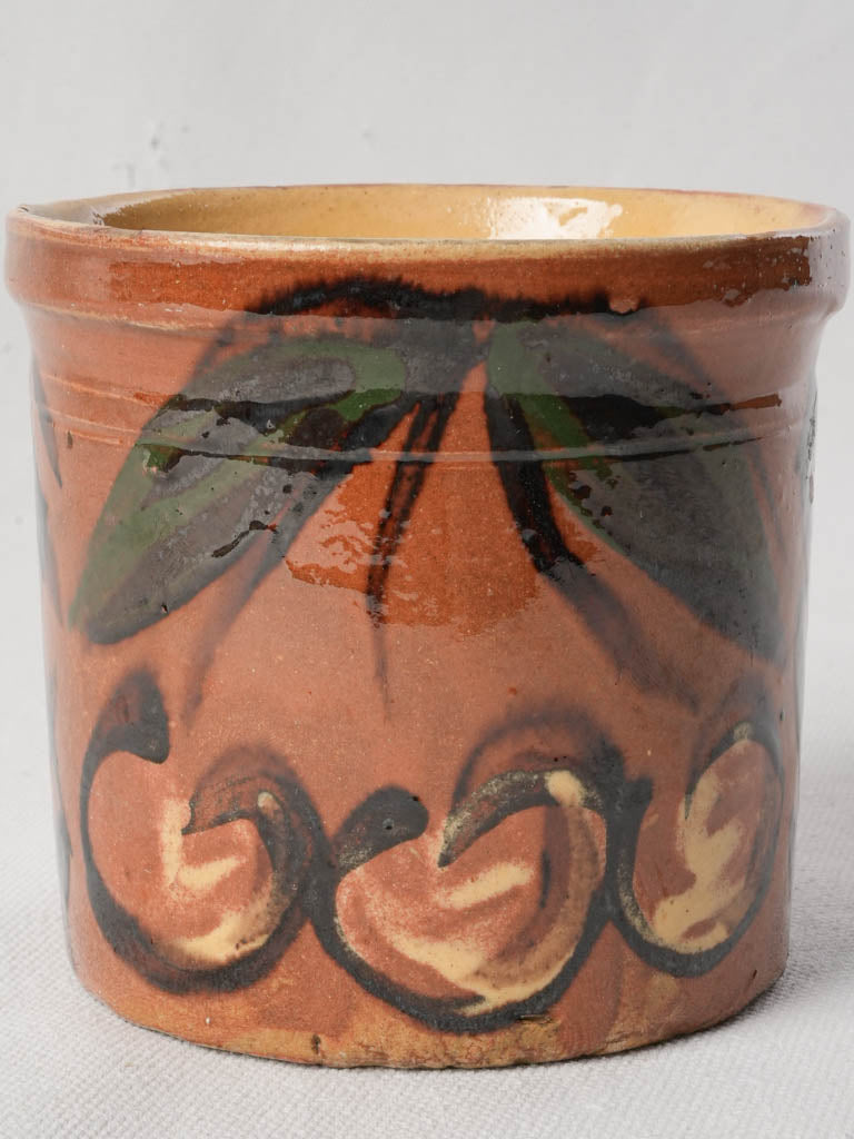 Petite Savoyard Jam Pot w/ Cherry Decoration c.1900 - 4¼"
