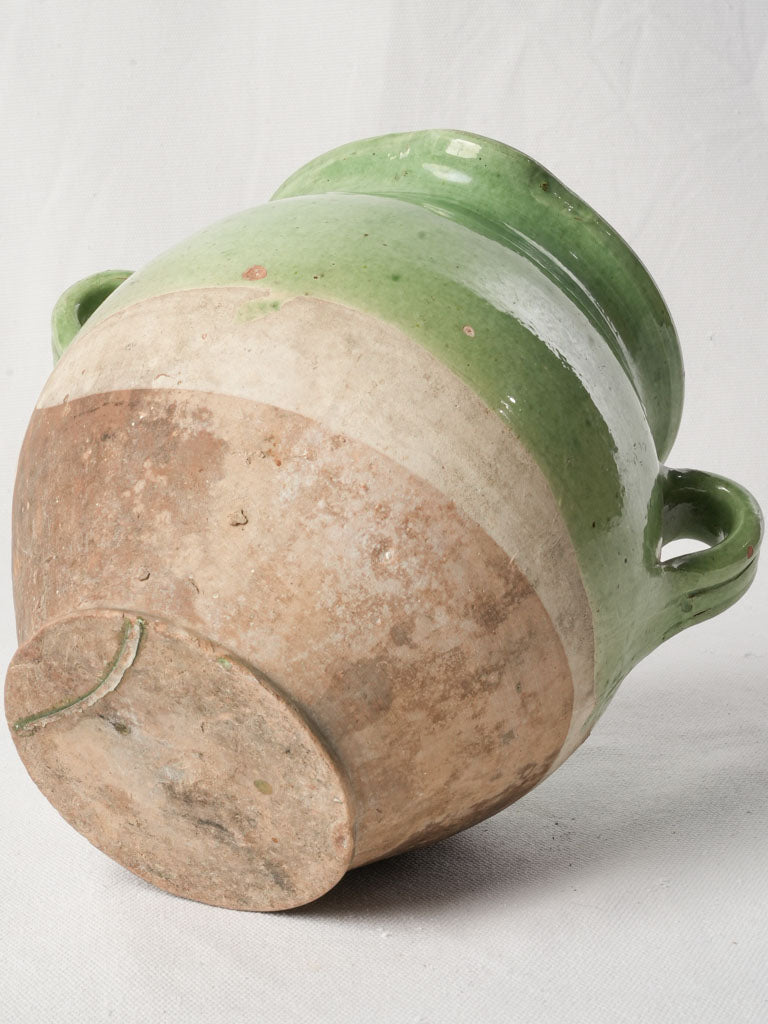 Antique Green Glazed Terracotta Confit Pot w/ Pouring Spout - 8"